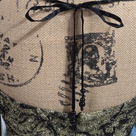 Aidan Mattox Jacquard Scoop Neckline Sleeveless Beaded Fringe Trim Dress Size 0 - Picture 13 of 16